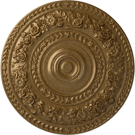 Ekena Millwork Rose Ceiling Medallion (Fits Canopies up to 13 1/2"), Hand-Painted Pale Gold, 33 7/8"OD x 2 3/8"P CM33ROPAS